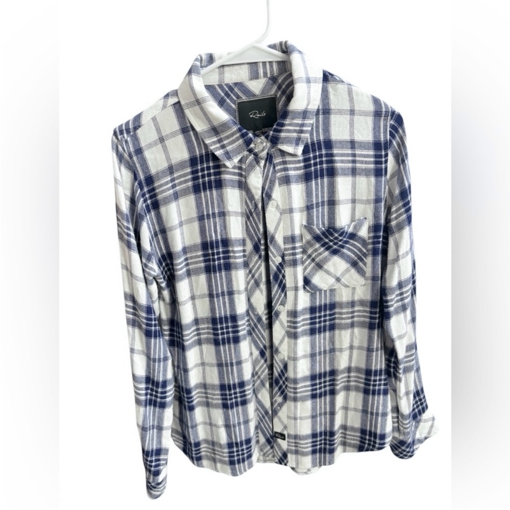 Rails Navy and White Plaid Button-Down Shirt